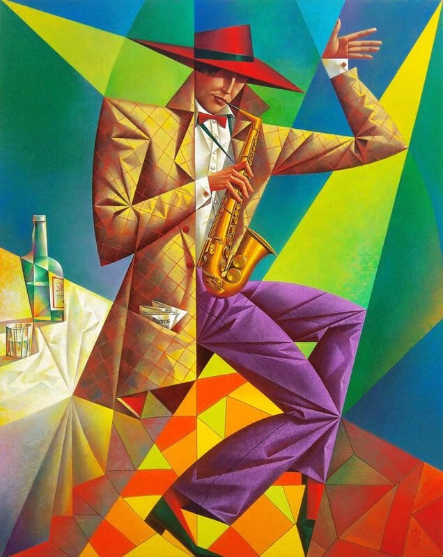 Georgy Kurasov - The Vibrant Musician Art Piece premium reproduction