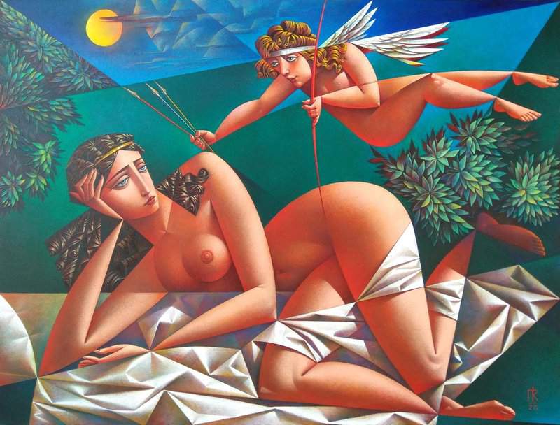 Georgy Kurasov - Venus and Amur Art Painting premium reproduction