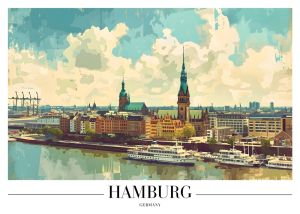 Panoramic Reverie: Hamburg's Timeless Skyline wall art