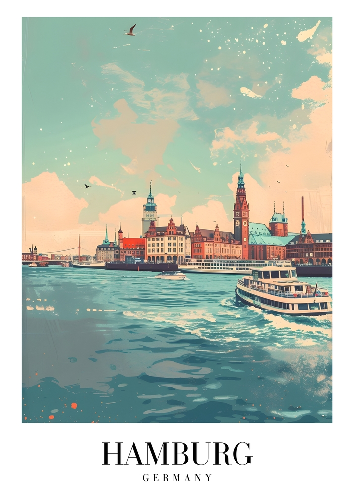 Hamburg Dreamscape - Skyline and Waters premium reproduction