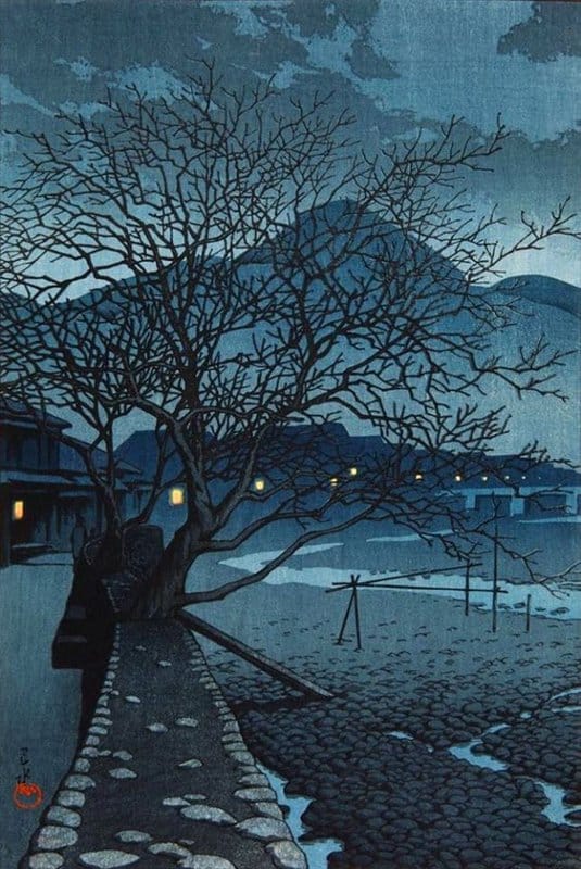 Hasui Kawase - Evening in Beppu, Winter Serenity 1929 premium reproduction
