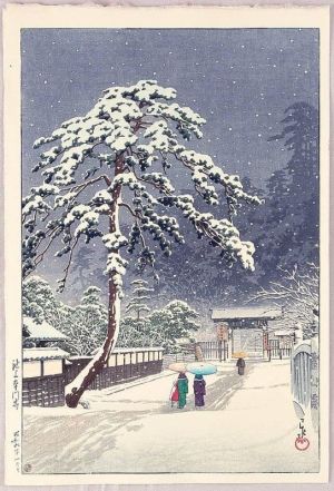 Hasui Kawase - Honmon Temple in Snow, Exquisite Ukiyo-e Art wall art