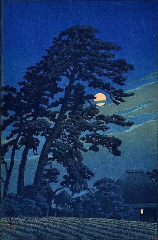 Hasui Kawase - Moonlit Megome Landscape Wall Art premium reproduction