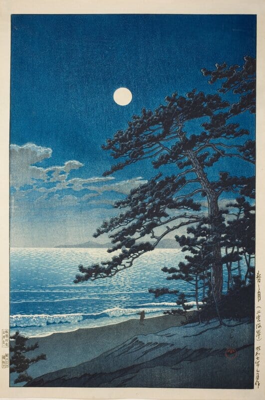 Hasui Kawase - Spring Moon at Ninomiya Beach Masterpiece premium reproduction