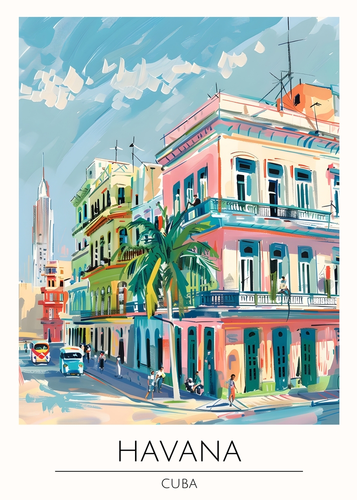 Havana's Vibrant Elegance - Urban Artistry premium reproduction