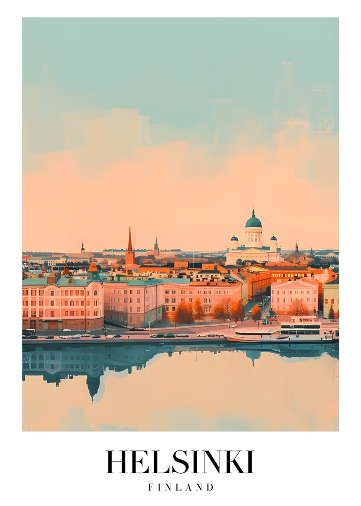 Serene Reflections of Helsinki premium reproduction