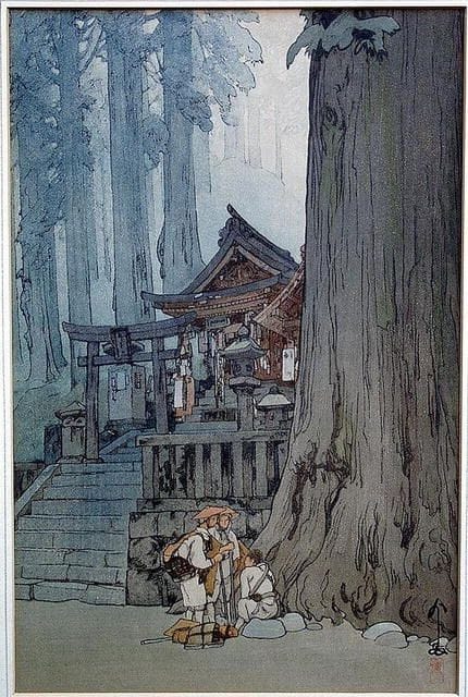 Hiroshi Yoshida - Misty Day in Nikko Wall Art premium reproduction