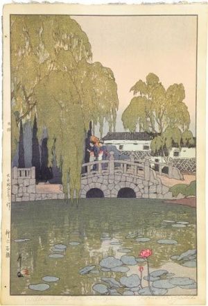 Hiroshi Yoshida - Willow and Stone Bridge Art Print wall art