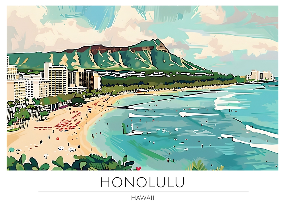 Waikiki Serenity - Coastal Paradise Art premium reproduction