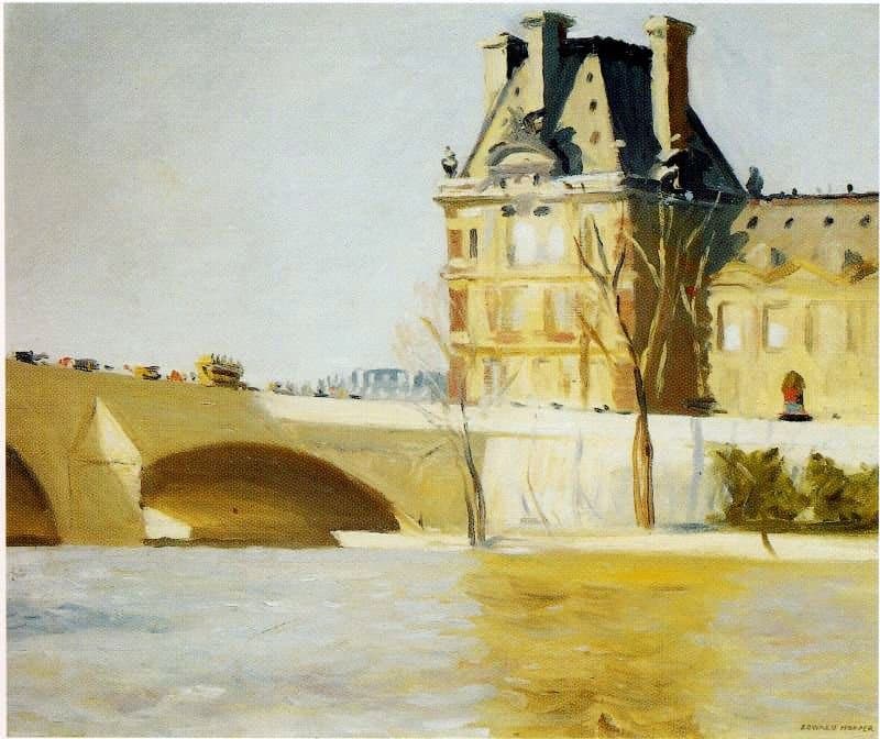 Edward Hopper - Le Pont Royal Watercolor premium reproduction printed or painted