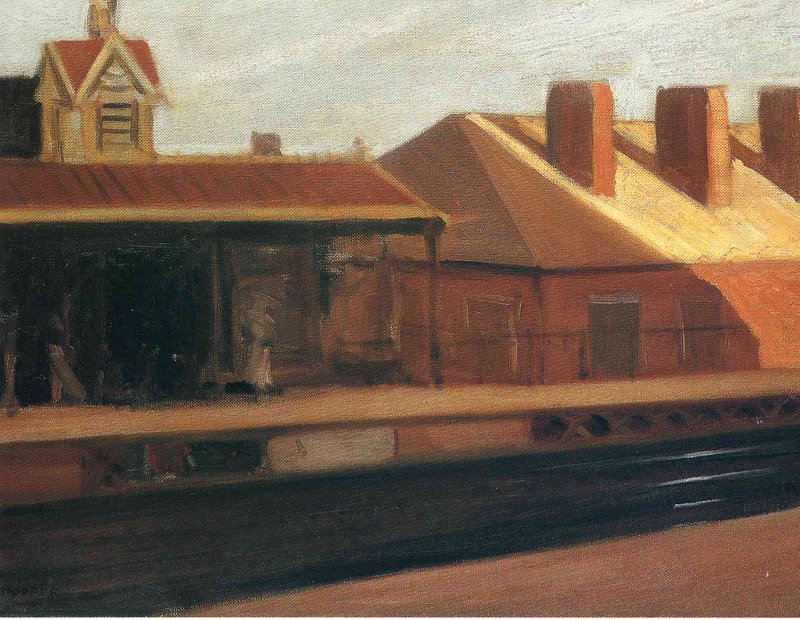 Edward Hopper - The El Station Painting premium reproduction printed or painted
