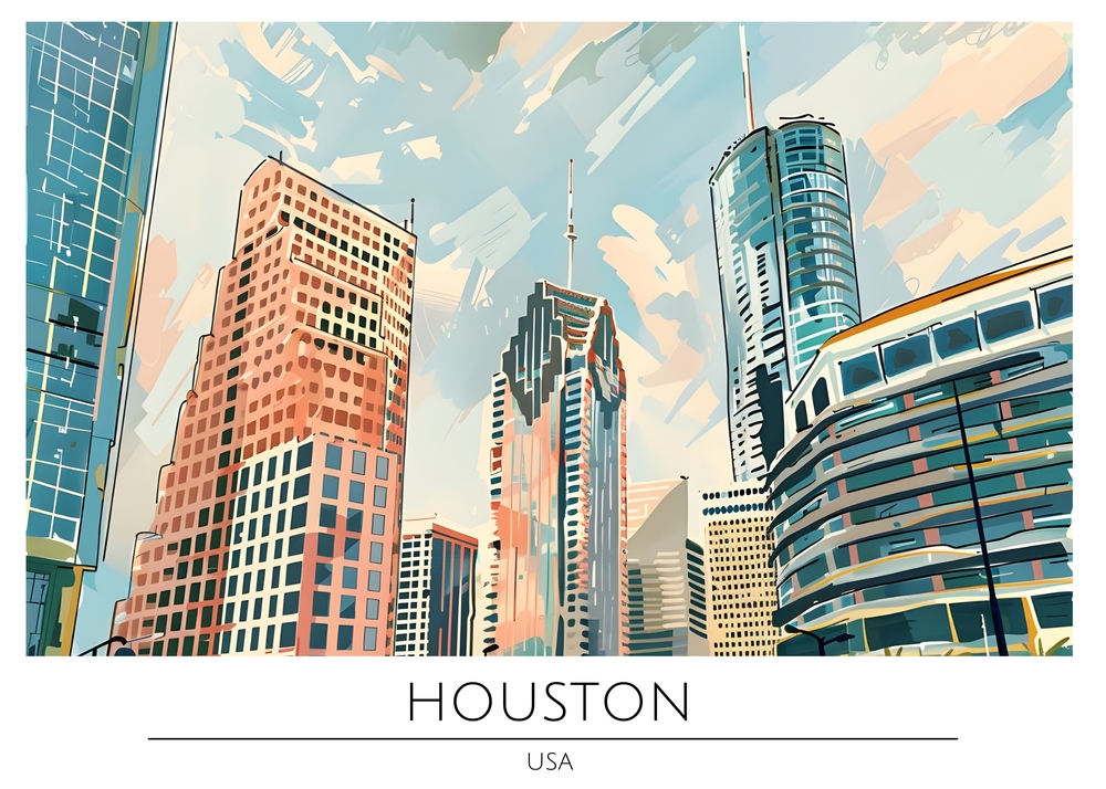 Urban Elegance: Houston's Architectural Splendor premium reproduction