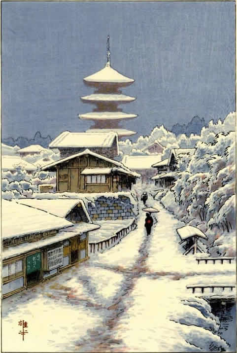 Ito Yuhan - Tennoji Yanaka in Snow, Tokyo Wall Art premium reproduction
