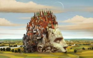 Jacek Yerka City On A Head wall art