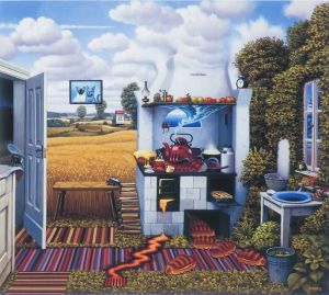 Jacek Yerka Confusion In The Kitchen wall art