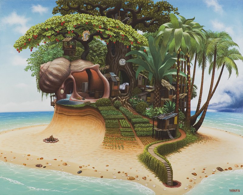 Jacek Yerka Madeira Summer premium reproduction printed or painted