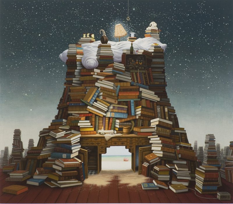 Jacek Yerka Night Reading premium reproduction printed or painted