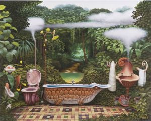 Jacek Yerka Pocket Jungle Bathroom wall art