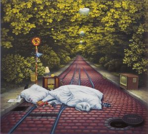 Jacek Yerka Waiting For The Tram wall art