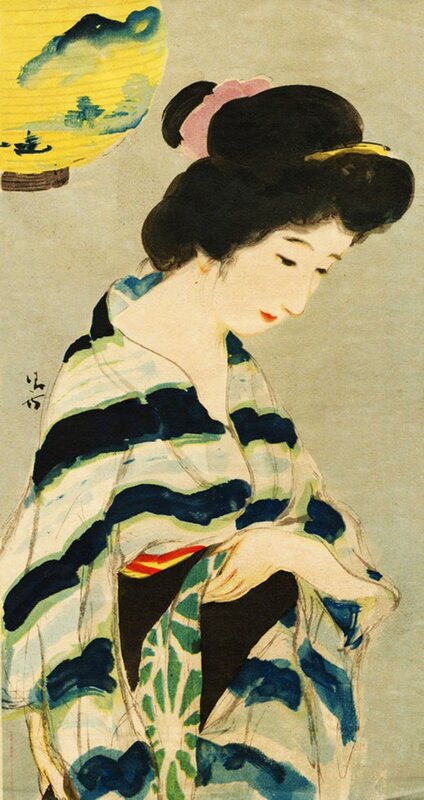 Elegance in Yukata: A Japanese Artistic Reverie premium reproduction