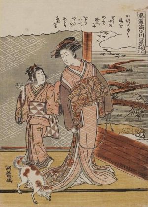 Elegant Scenes of Edo: Geisha and Child in Ukiyo-e wall art
