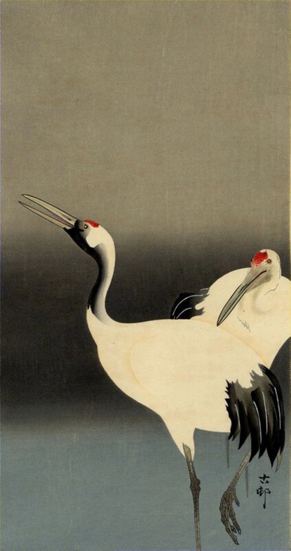 Graceful Cranes: A Fusion of Grace and Tranquility premium reproduction