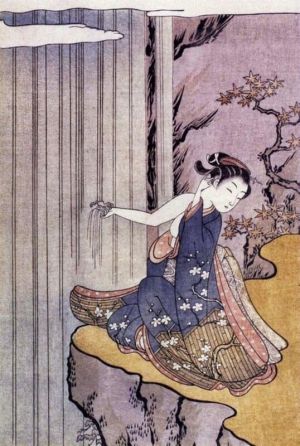 Serenity by the Waterfall: Japanese Ukiyo-e Elegance wall art