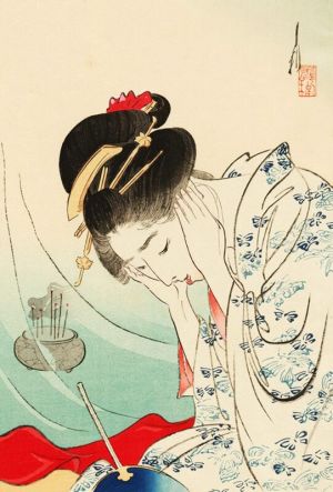 Elegance in Contemplation: Japanese Ukiyo-e Painting wall art
