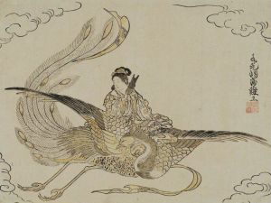 Majestic Phoenix and Maiden: Japanese Artistry wall art