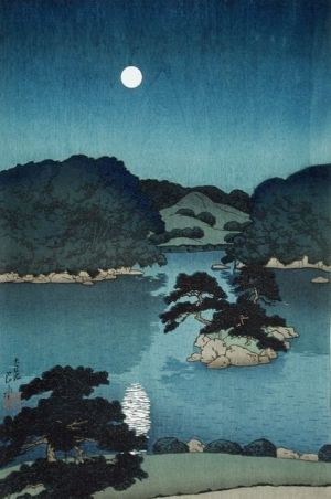 Kawase Hasui: Moonlit Night at Daisensui Pond, 1920 wall art