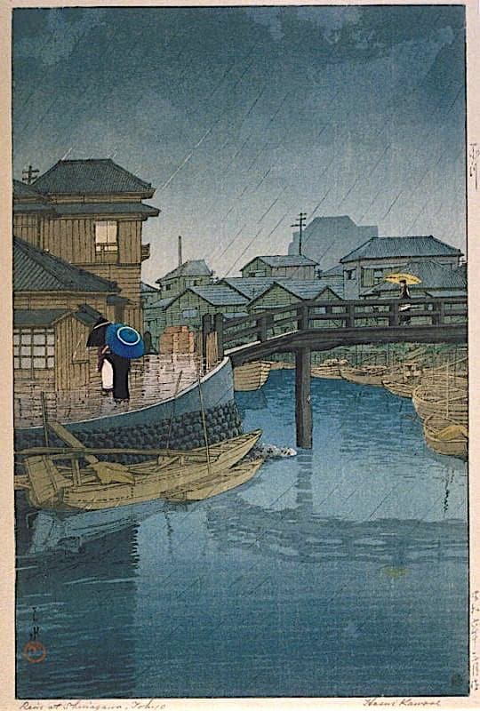 Kawase Hasui: Rain at Shinagawa, Tokyo (1931) premium reproduction
