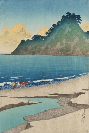 Kawase Hasui: Summer Morning on Iwaino Beach (1920) wall art