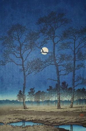 Kawase Hasui: Toyamagahara Winter Moon, 1931 wall art