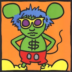 Keith Haring's Andy Mouse Dollar Sign wall art