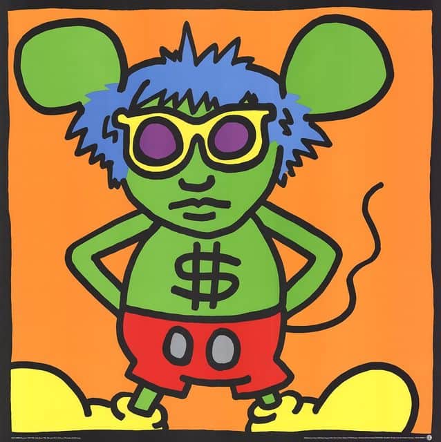 Keith Haring's Andy Mouse Dollar Sign premium reproduction printed or painted