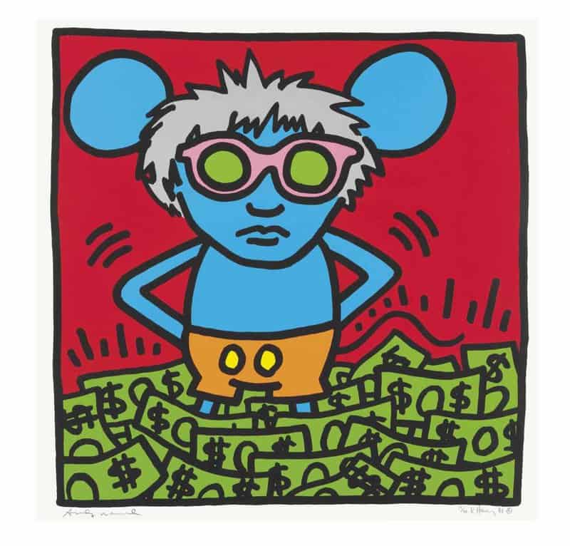 Keith Haring: Andy Mouse Dollars premium reproduction printed or painted