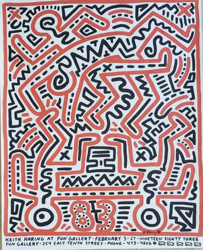 Keith Haring at Fun Gallery Exhibition Poster 1983 premium reproduction printed or painted