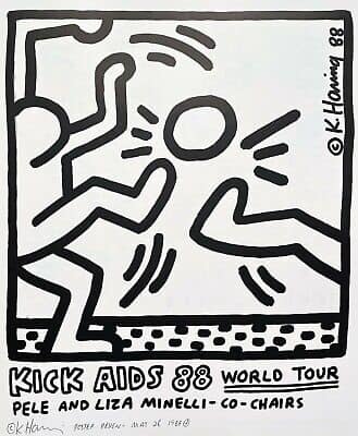Keith Haring's Kick AIDS 88 World Tour Poster premium reproduction