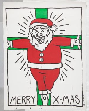 Keith Haring Merry X-Mas wall art