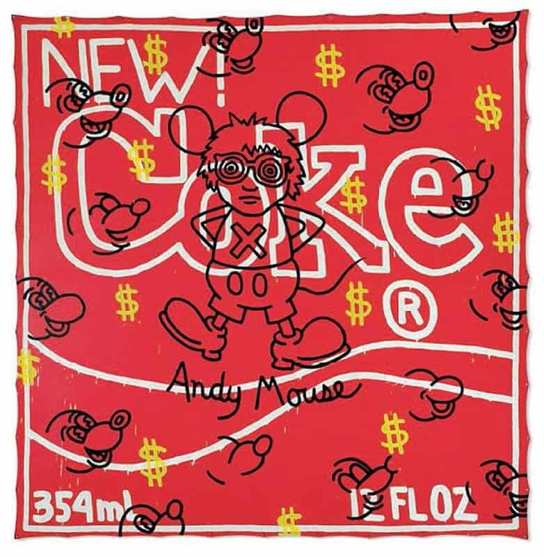 Keith Haring - Untitled: New Coke and Andy Mouse (1985) premium reproduction