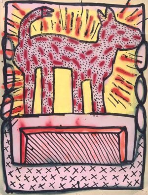Keith Haring: Untitled 1980 - Dog With Snake Tail wall art