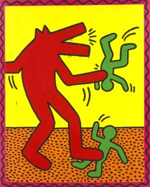 Keith Haring Untitled 1982 - Anubis Dog Eat Men wall art