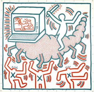 Keith Haring: Untitled 1983 - Caterpillar With Computer Head wall art