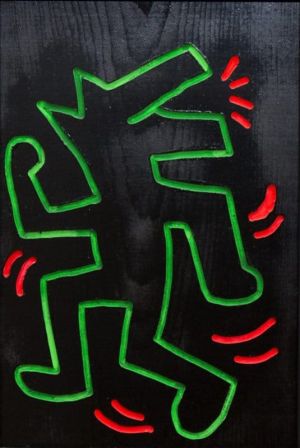 Keith Haring - Untitled 1983: Dancing Green Dog wall art