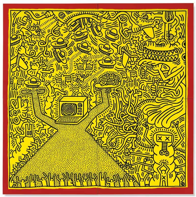 Keith Haring: Untitled 1984 - Alien Technology premium reproduction printed or painted