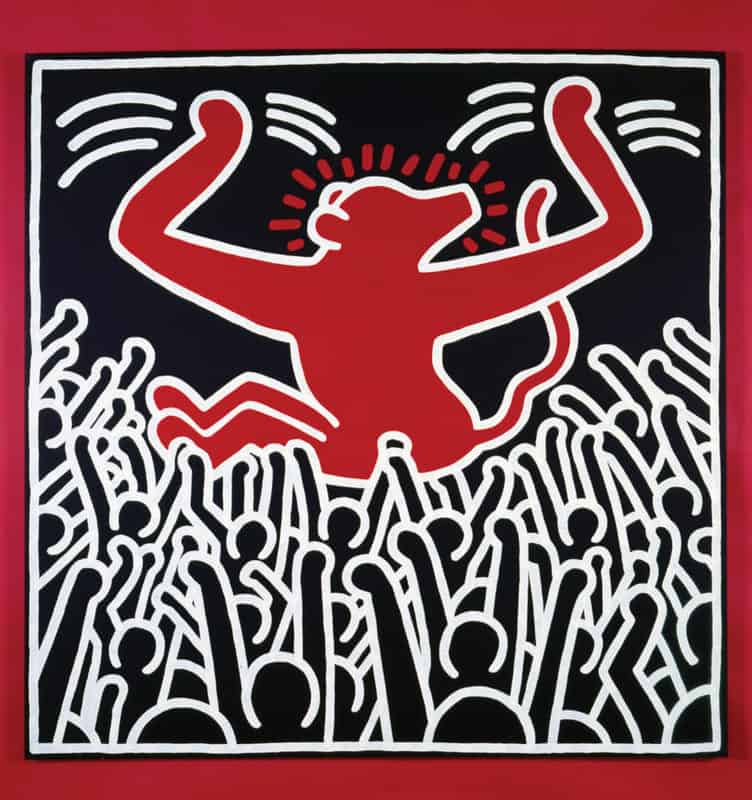 Keith Haring: Untitled Crowd and Monkey, 1985 premium reproduction