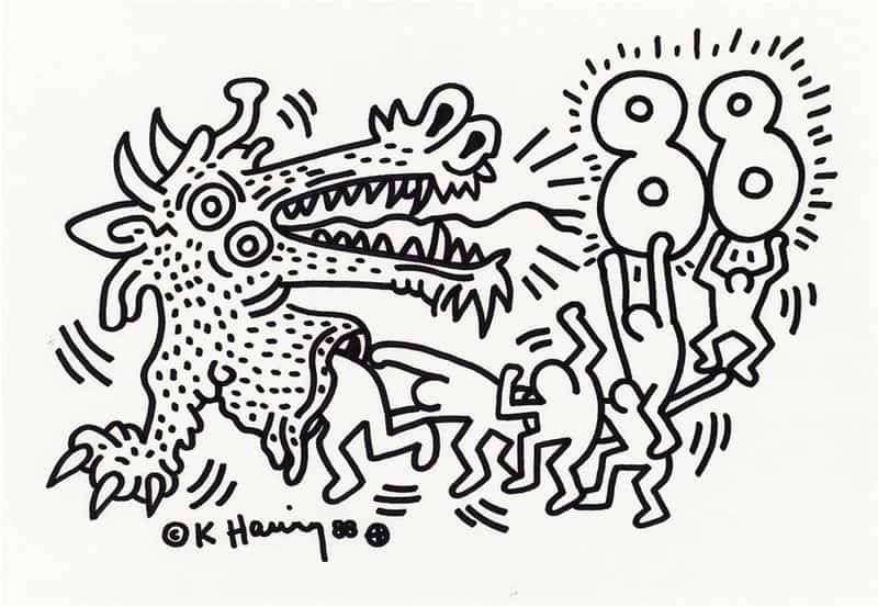 Keith Haring's Year of the Dragon 1988 premium reproduction