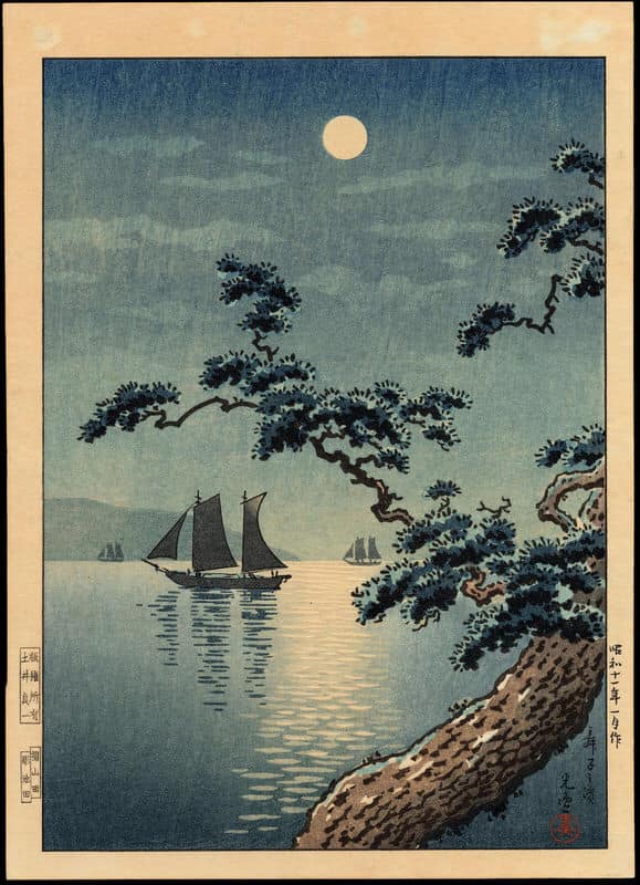 Koitsu Tsuchiya: Moonlit Sea Shore at Maiko premium reproduction