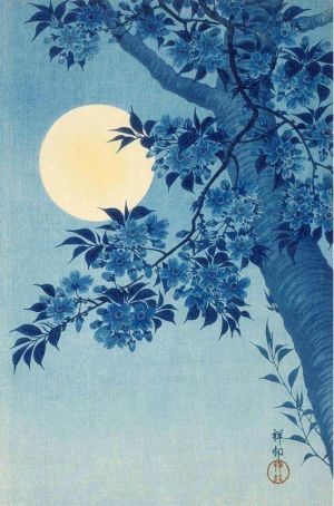 Koson Ohara: Cherry Blossoms Under a Moonlit Sky, 1932 wall art