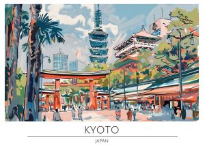 Vibrant Streetscape of Kyoto, Japan wall art